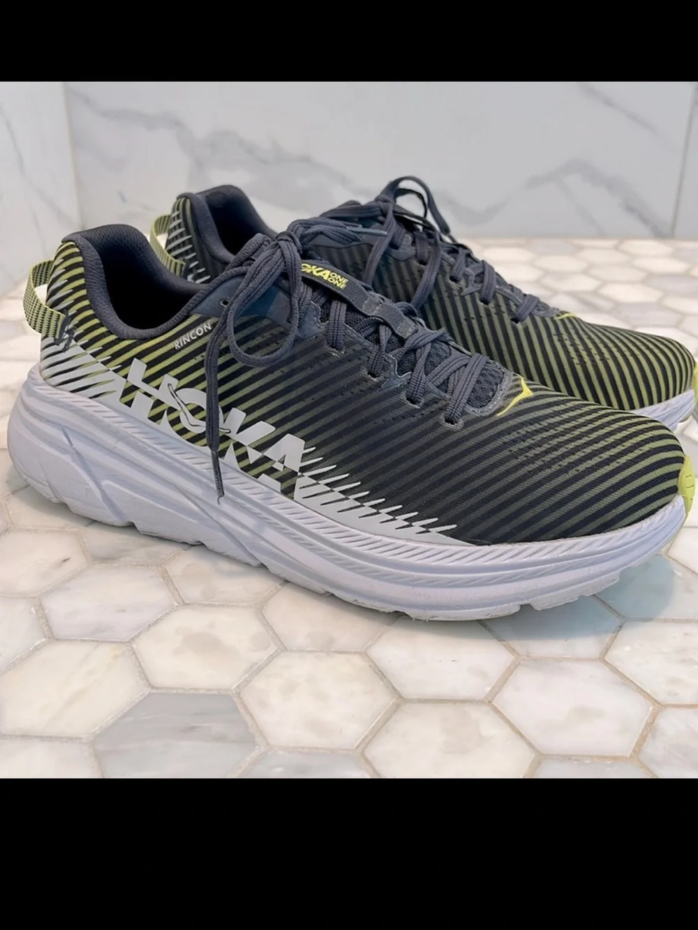 Hoka Rincon 2 Striped Navy Running Athletic Sneakers Men’s Size 11.5
